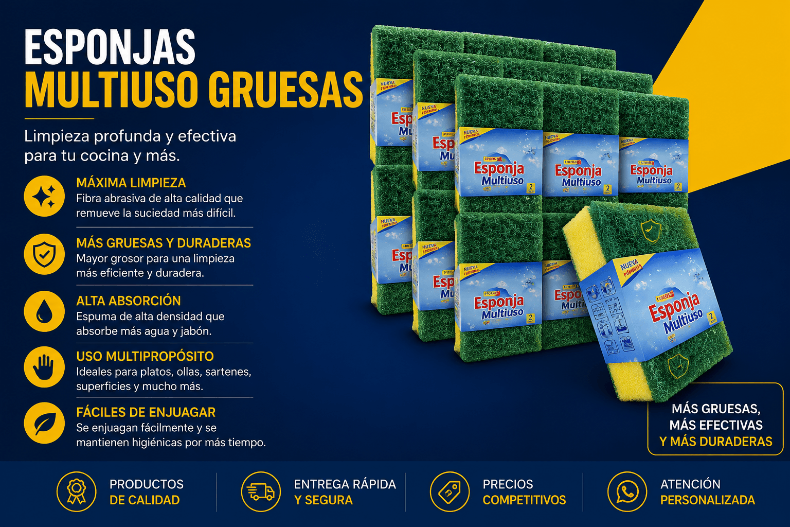 Esponjas gruesas de fibra multi usos
