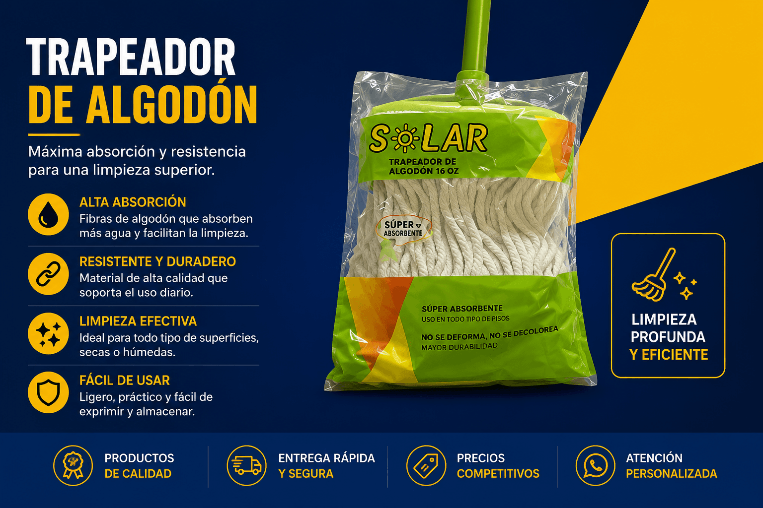 Trapeador de algodón Solar de 16oz